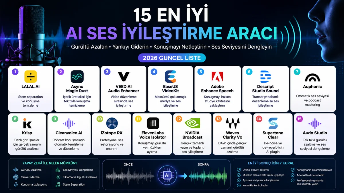 2026’nın En İyi 15 AI Ses İyileştirme Aracı