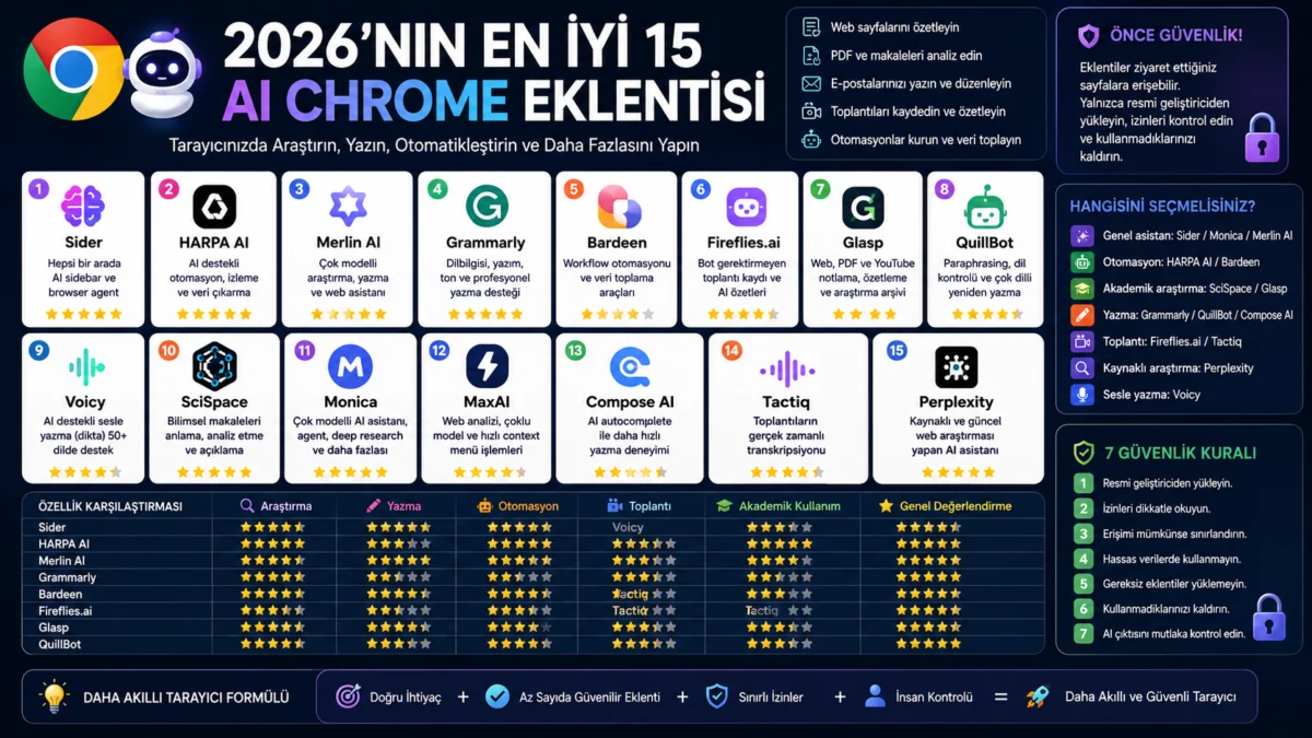 2026’nın En İyi 15 Yapay Zekâ Chrome Eklentisi