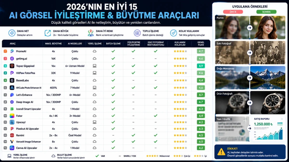 2026’nın En İyi 15 Yapay Zekâ Görsel İyileştirme ve Büyütme Aracı