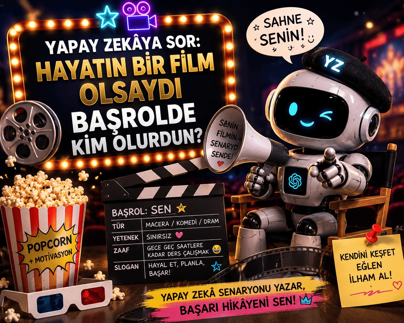 Yapay Zekâya Sor: Hayatın Bir Film Olsaydı Başrolde Kim Olurdun? 1 yapay zekaya sor hayatin bir film olsaydi basrolde kim olurdun