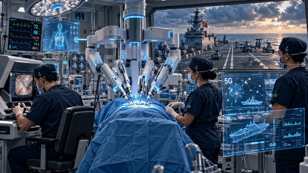Mavi Vatan’da Tıp Tarihine Geçen Adım: TCG Anadolu’da 5G Destekli Robotik Cerrahi Başarıyla Test Edildi